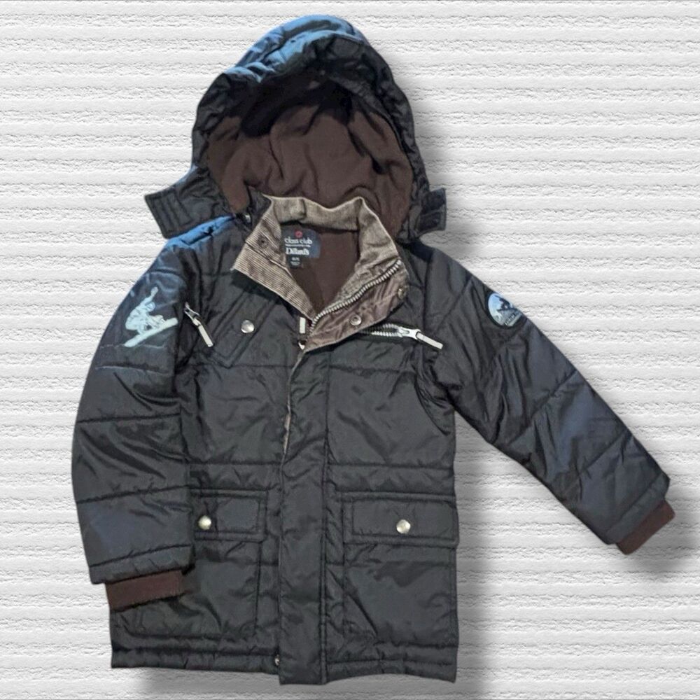 Class Club Dillard’s Boys Puffer Jacket Coat 4/5 Black Snowboard Extreme Riders